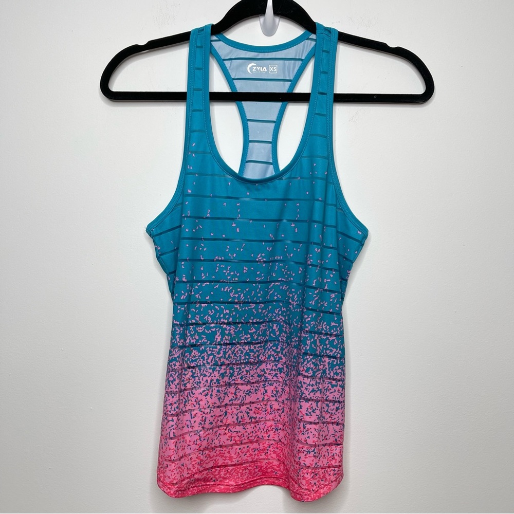Zyia Active Razor Back Sheer Workout Tank Top Womens Size XS